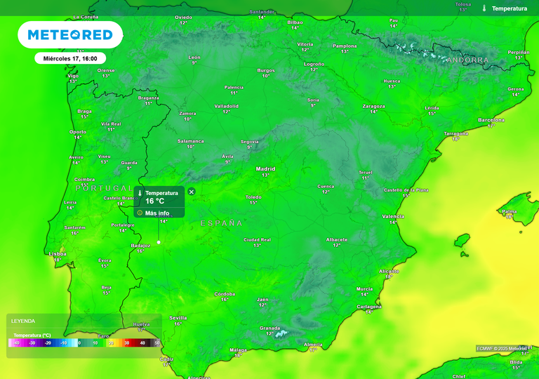 Este mi&eacute;rcoles habr&aacute; un subid&oacute;n de temperaturas de entre 5 y 8 &ordm;C en estas 7 provincias