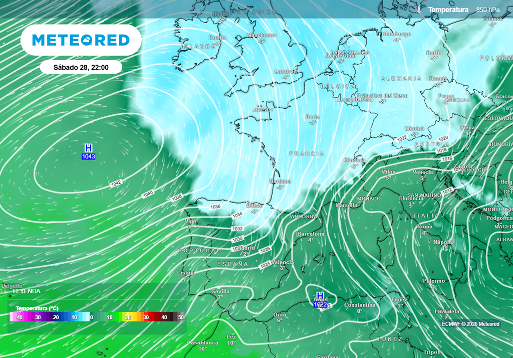A últimas horas del sábado el viento girará a norte y la entrada de aire frío se recrudecerá.
