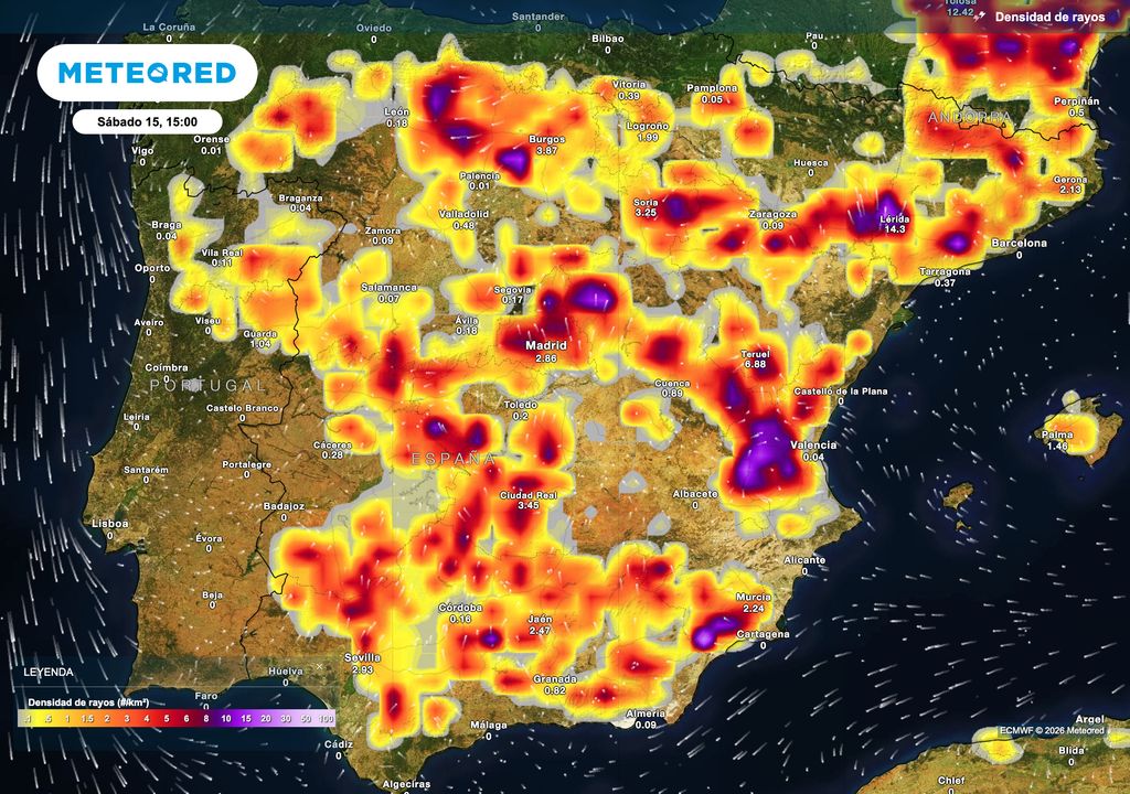 Actividad eléctrica intensa y generalizada esta próxima tarde en España. Fuente: modelo europeo.