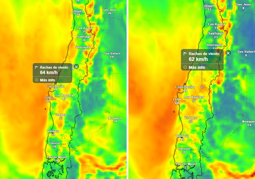 Ciclón extratropical entre Valparaíso y Los Lagos, Meteored, Chile