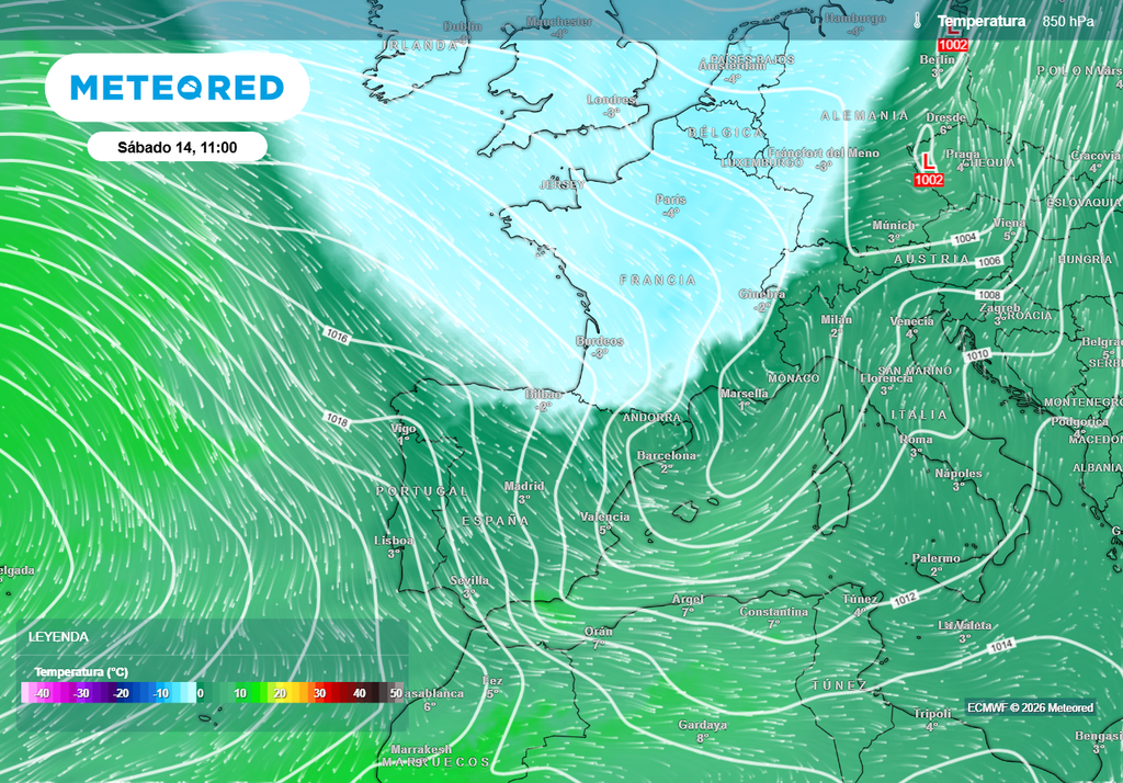 La masa de aire polar afectará sobre todo al norte peninsular.