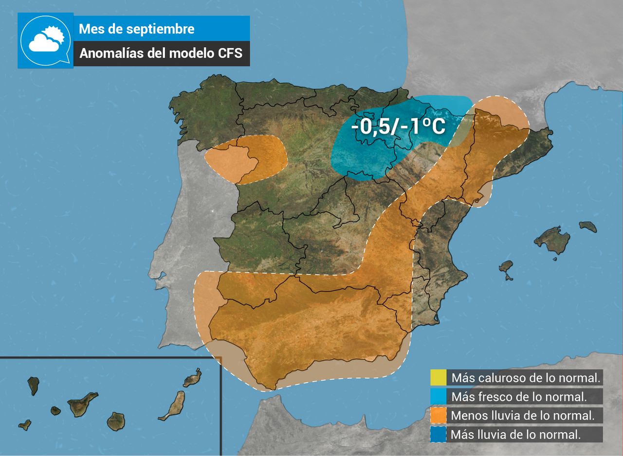 Anomalías previstas por el modelo CFS para el mes de septiembre. Fuente: NOAA.