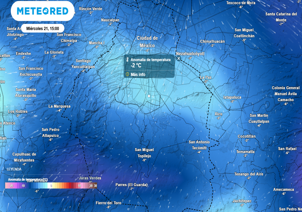 En la tarde del miércoles habrá anomalías negativas de temperatura en la CDMX, esto indica que los valores estarán por debajo del promedio para esta época del año.