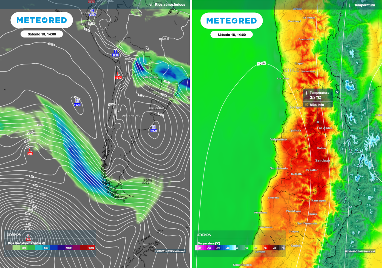 Este fin de semana estará marcado por el calor extremo en varias regiones de la zona central, pero también por el arribo de un río atmosférico al país.