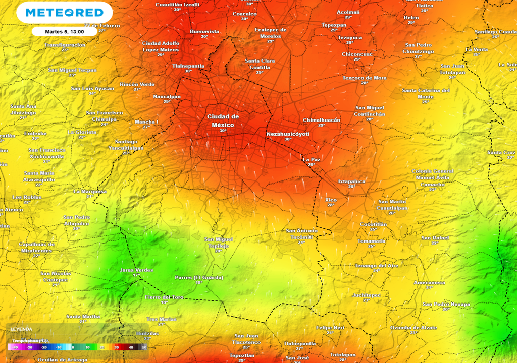 El martes la temperatura máxima en la Ciudad de México oscilará entre 30 y 32 °C en al menos 10 alcaldías.