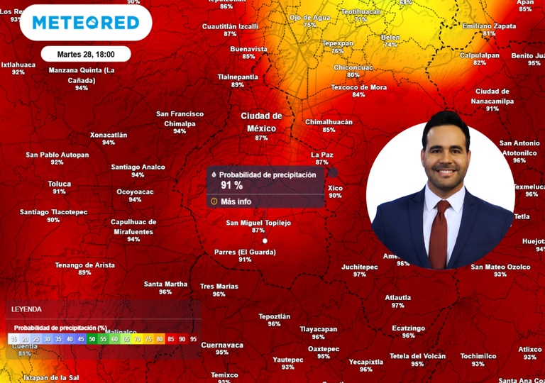 Este ser&aacute; el d&iacute;a m&aacute;s lluvioso de la semana en CDMX: m&aacute;s de 25 mm entre la tarde y la noche