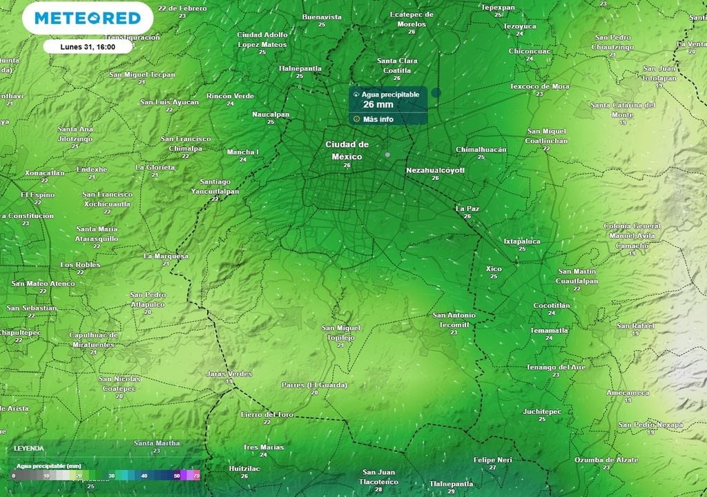 Este martes será el día más lluvioso de la semana, las tormentas dejarán acumulados de más de 25 mm.