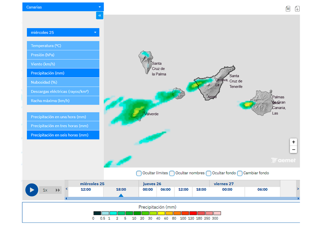 El modelo HARMONIE de la AEMET avisa de probables aguaceros intensos en las próximas horas, ya de carácter más disperso.