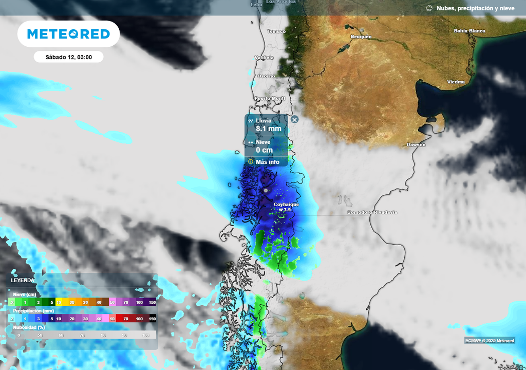 Sistema frontal con río atmosférico en el sur de Chile, Meteored Sistema frontal con río atmosférico en el sur de Chile, Meteored