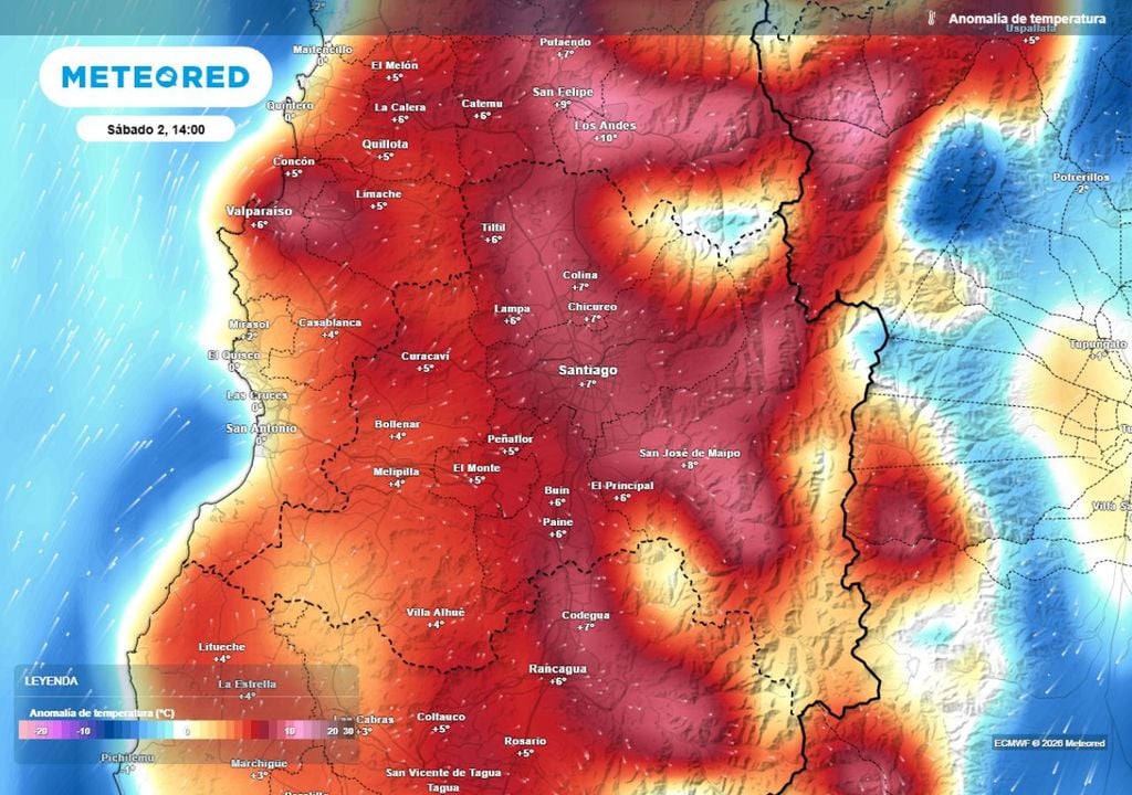 El modelo europeo indica que para este sábado se alcanzarían máximas superiores a las normales para la época en la Región Metropolitana.