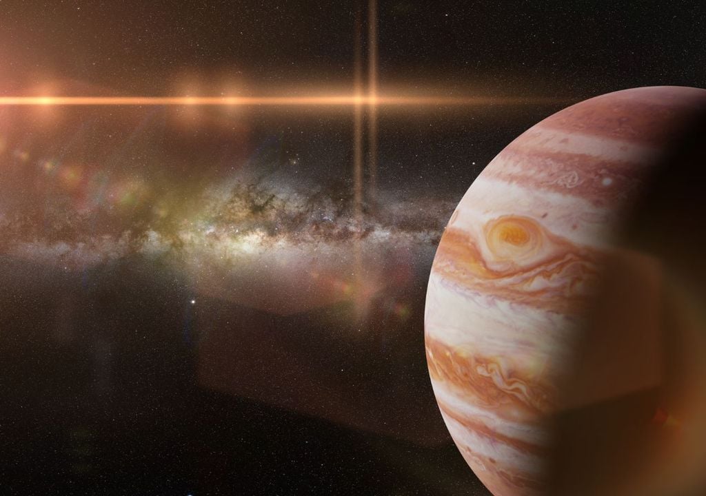 Jupiter, la plus grande planète du système solaire, est située à environ 778 millions de kilomètres de la Terre.