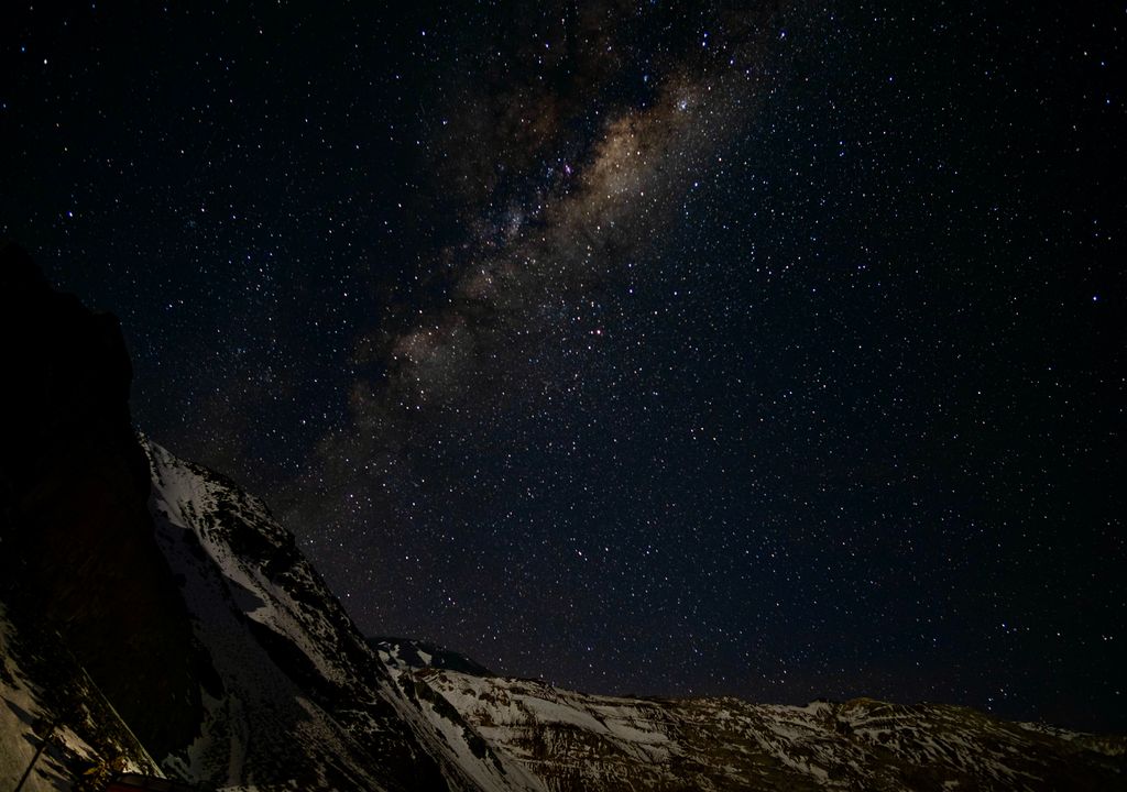 Observación de la Vía láctea en el Cajón del Maipo, Chile.