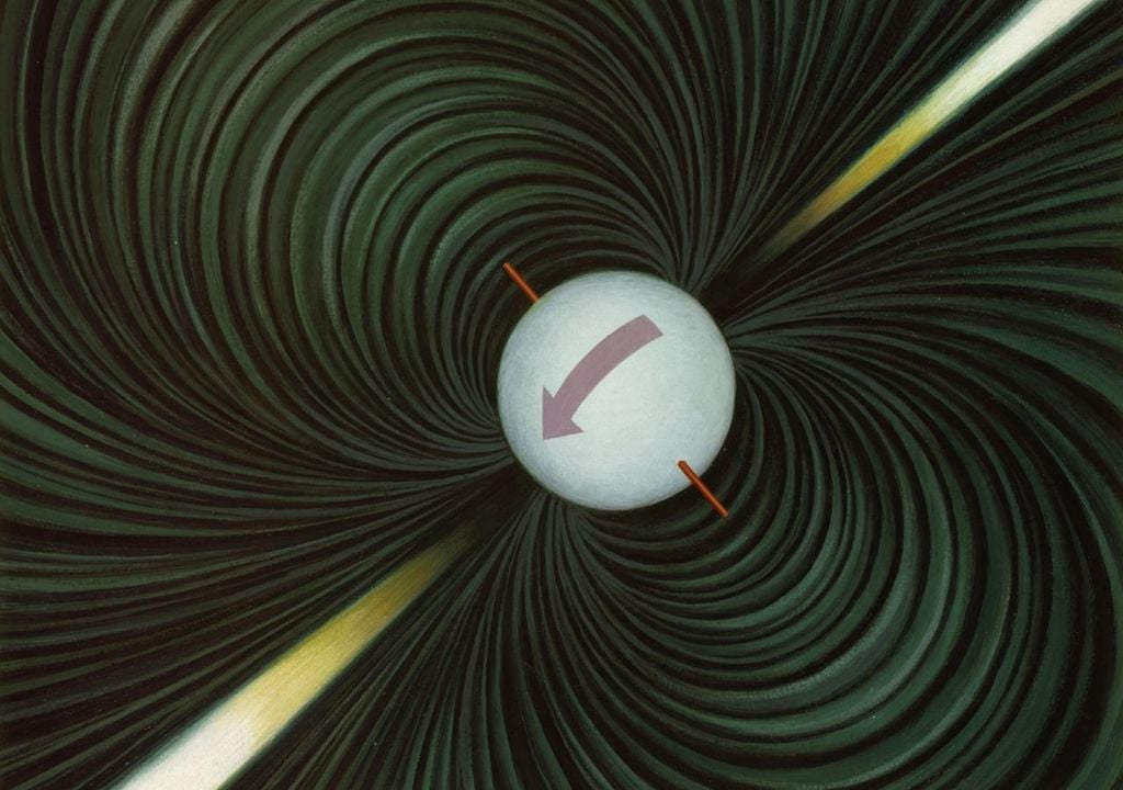 púlsar y campo magnético En la imagen, se observa la estrella de neutrones de un púlsar que desprende materia en sus polos. Crédito: National Geographic/ Davis Meltzer