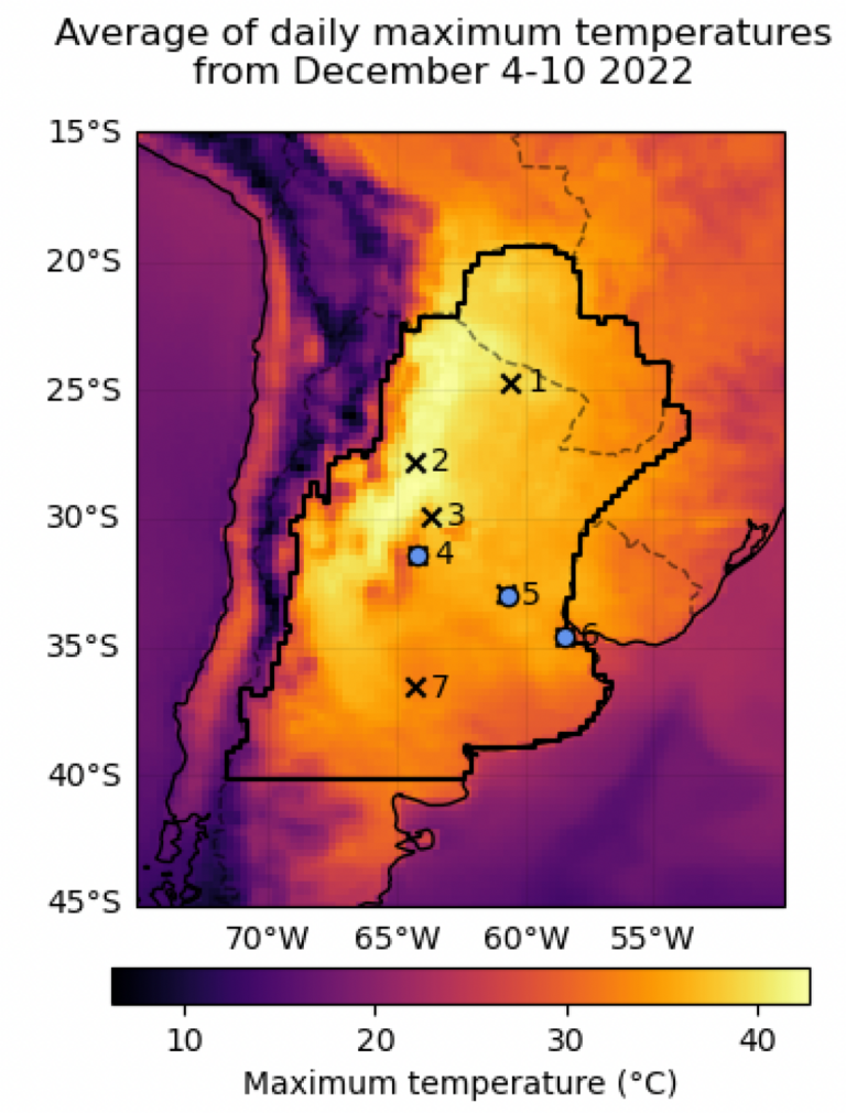 Estudio de atribución de la reciente ola de calor en Argentina