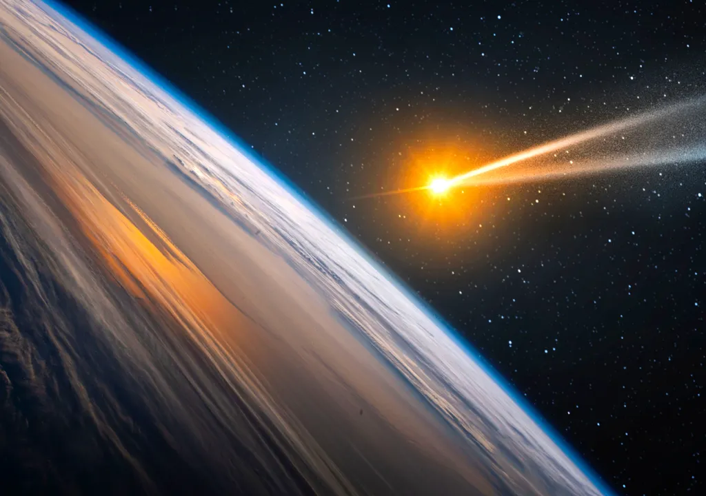 Scientists have discovered evidence that continents were formed by the devastating impact of giant meteorites when the Earth was still young.  (image: Trifonov)
