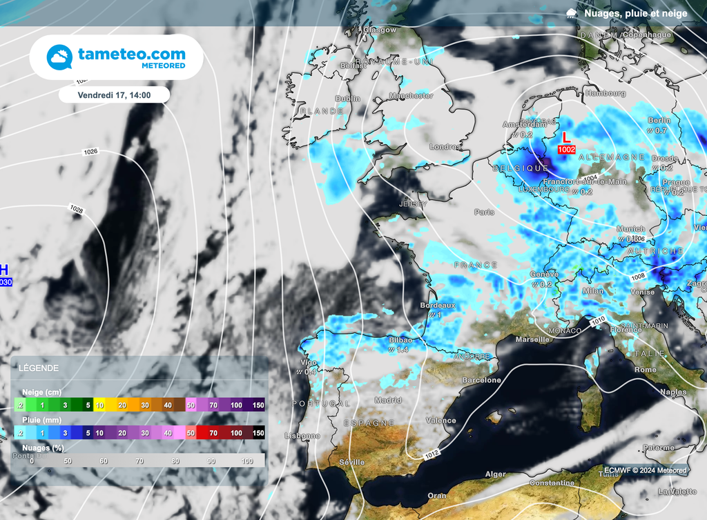 Tendance dépressionnaire jusqu'en fin de semaine prochaine au moins sur la France.