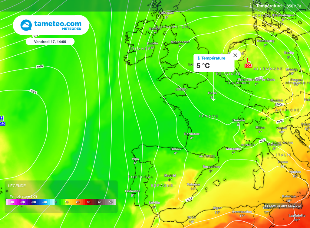 La masse d'air sera un peu fraîche, contrastant avec la grande douceur voire la chaleur de ces derniers jours.