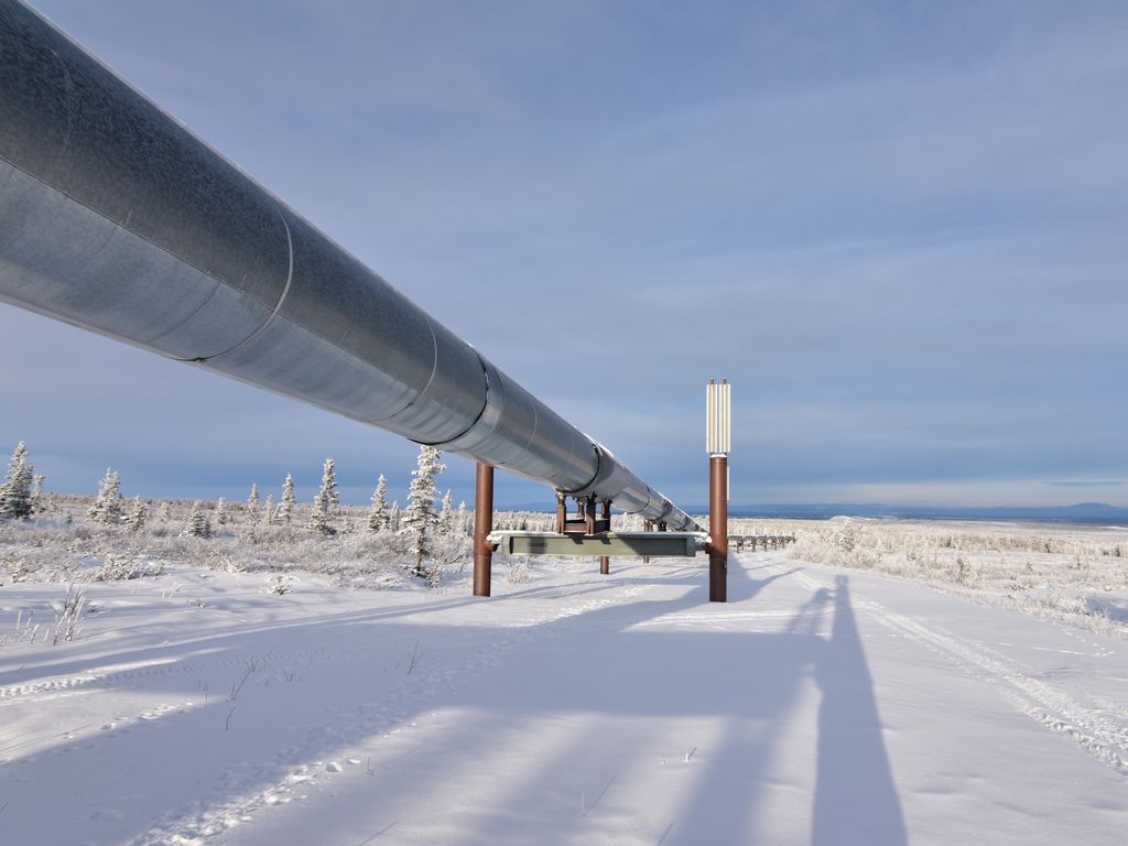 Alaska Pipeline view in winter.