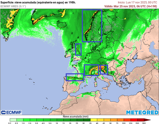 Casi todos los países de Europa registrarán nevadas en los próximos días y España será uno de los más afectados