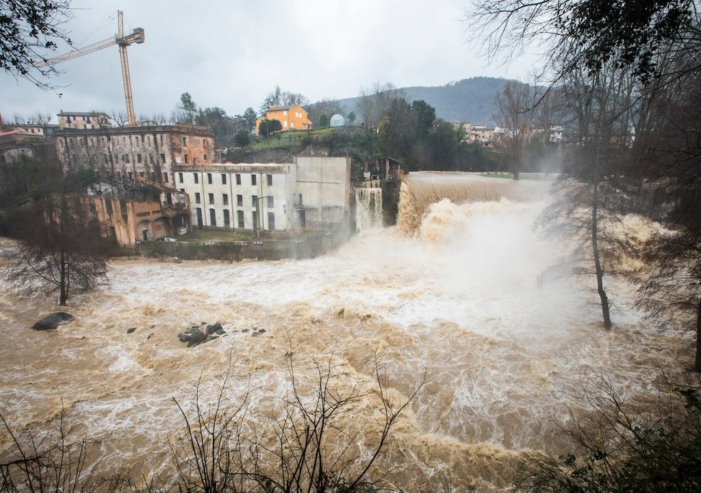 Die Überschwemmungen in Sant Joan Les Fonts, La Garrotxa, Girona, Spanien