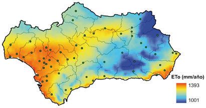 Figura 4. Localización de las subcuencas y mapa de evapotranspiración real diaria de las mismas obtenido con el modelo METRIC para el día 14 de mayo de 2007.