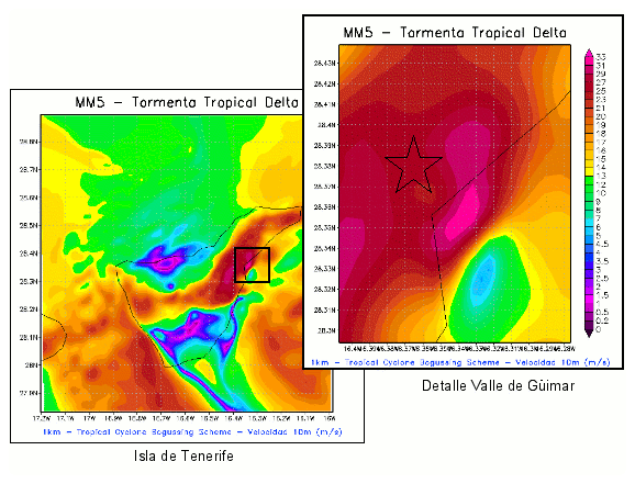 Evaluación Preliminar Del Modelo Mm5 Frente A Experimentos Numéricos En “terreno Complejo”,para La Isla De Tenerife, Durante La Tormenta Tropical Delta Evaluación Preliminar Del Modelo Mm5 Frente A Experimentos Numéricos En “terreno Complejo”,para La Isla De Tenerife, Durante La Tormenta Tropical Delta