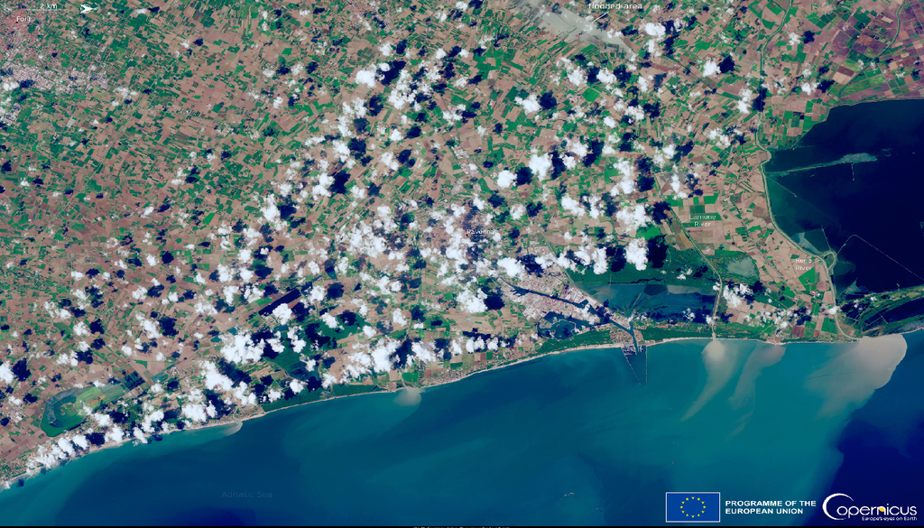 boris Scia di sedimenti riversatasi nel Mare Adriatico, dopo intense precipitazioni e gli allagamenti del 2024 in Emilia Romagna. Credit: Sentinel/ESA