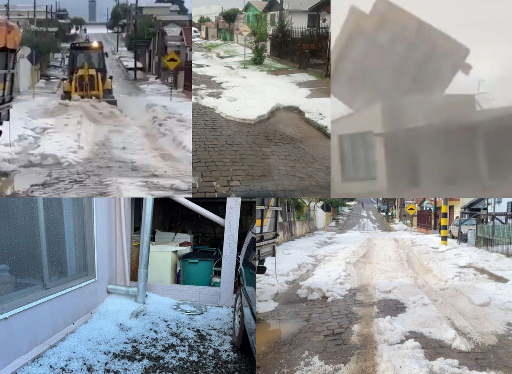 Chuva de granizo fecha ruas em Vacaria e destelha casa em Sananduva.