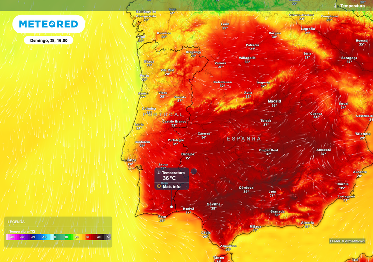 Evolu&ccedil;&atilde;o do tempo entre sexta-feira e domingo: chuva dissipa-se e temperaturas recuperam gradualmente