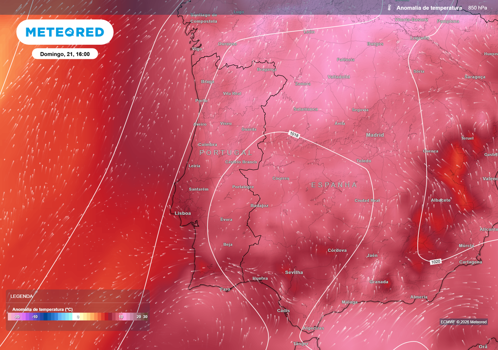As temperaturas poderão situar-se vários graus acima da média climatológica para esta época do ano.