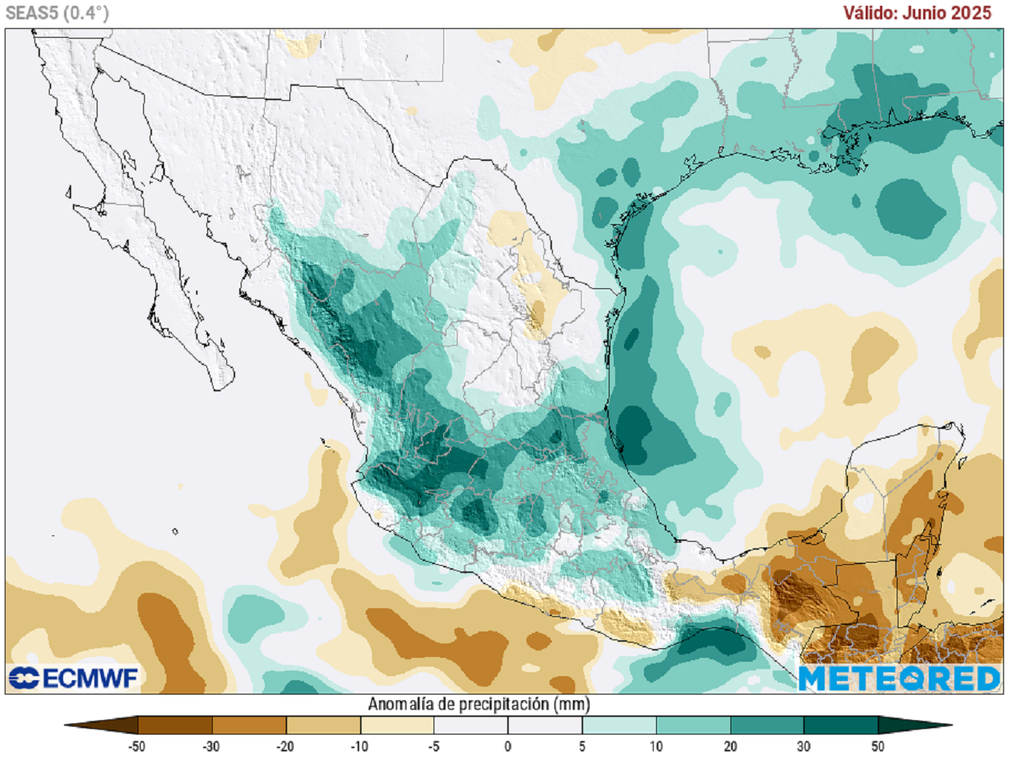 Anomalía de lluvias para junio de 2025 Anomalía de lluvias para junio de 2025