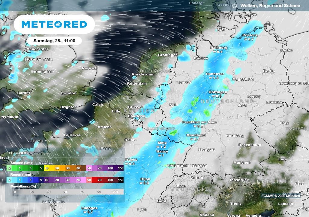 wetter, schnee, kälte Am Samstag kommt eine neue Schnee- und Regenfront nach Deutschland.