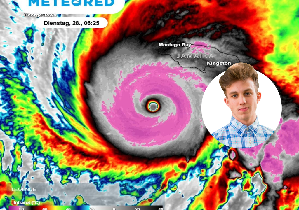 Le méga-ouragan Melissa atteindra la Jamaïque dans les prochaines heures. De lourdes destructions sont attendues. L’image satellite date de mardi matin.