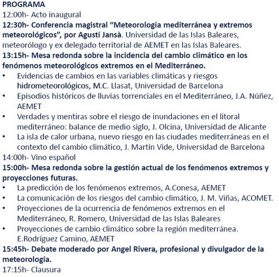 Expertos Hablan En La Jornada Sobre Fenómenos Meteorológicos Adversos En El Mediterráneo Expertos Hablan En La Jornada Sobre Fenómenos Meteorológicos Adversos En El Mediterráneo