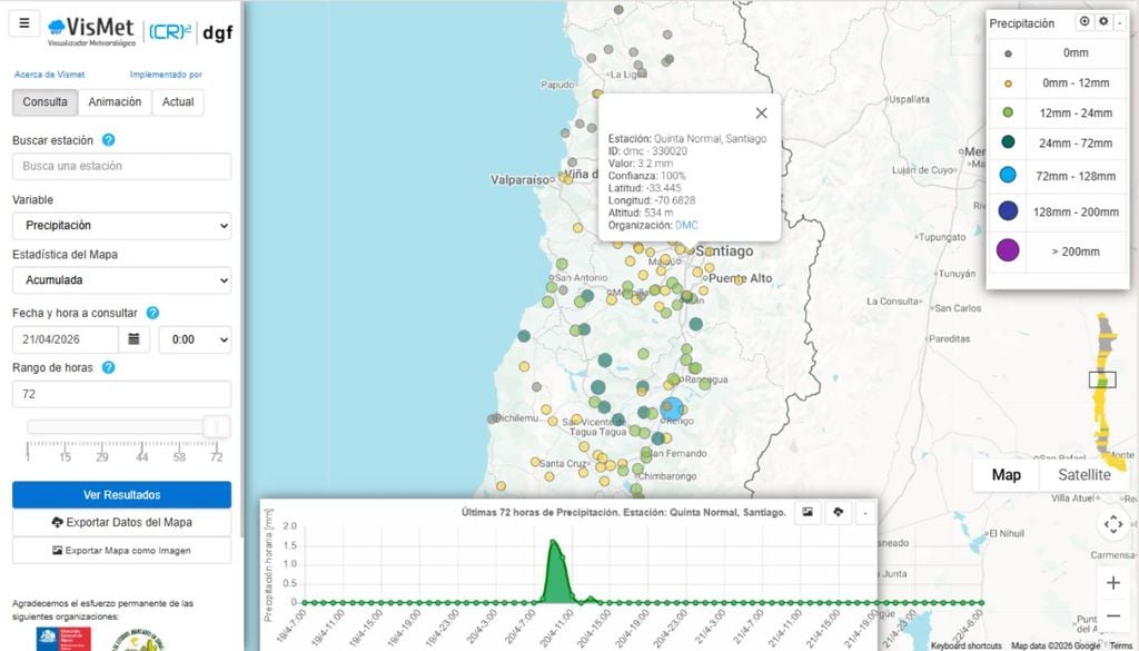 La plataforma Vismet permite monitorear la precipitación y temperaturas durante todo el año: una herramienta esencial no solo para los/as meteorólogos/as, sino también para muchos entes privados y estatales.