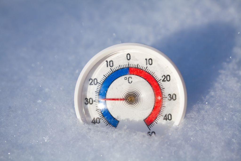 Outdoor thermometer in snow