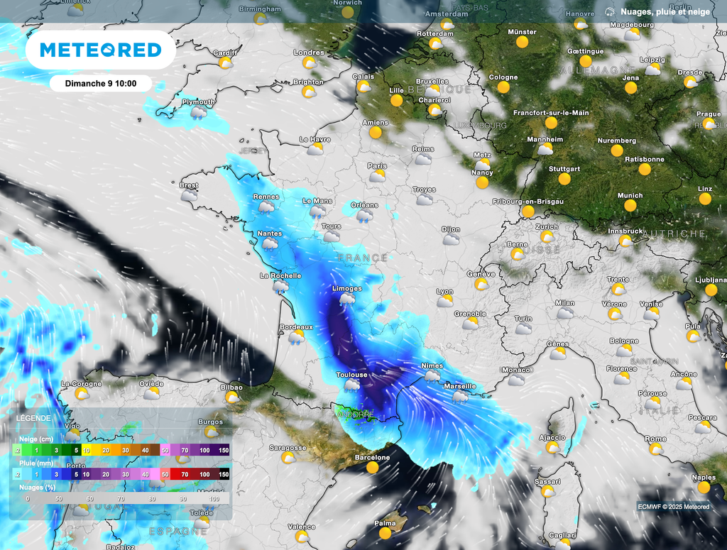 C'est sur la moitié sud que la pluie s'annonce parfois très présente ces prochains jours.