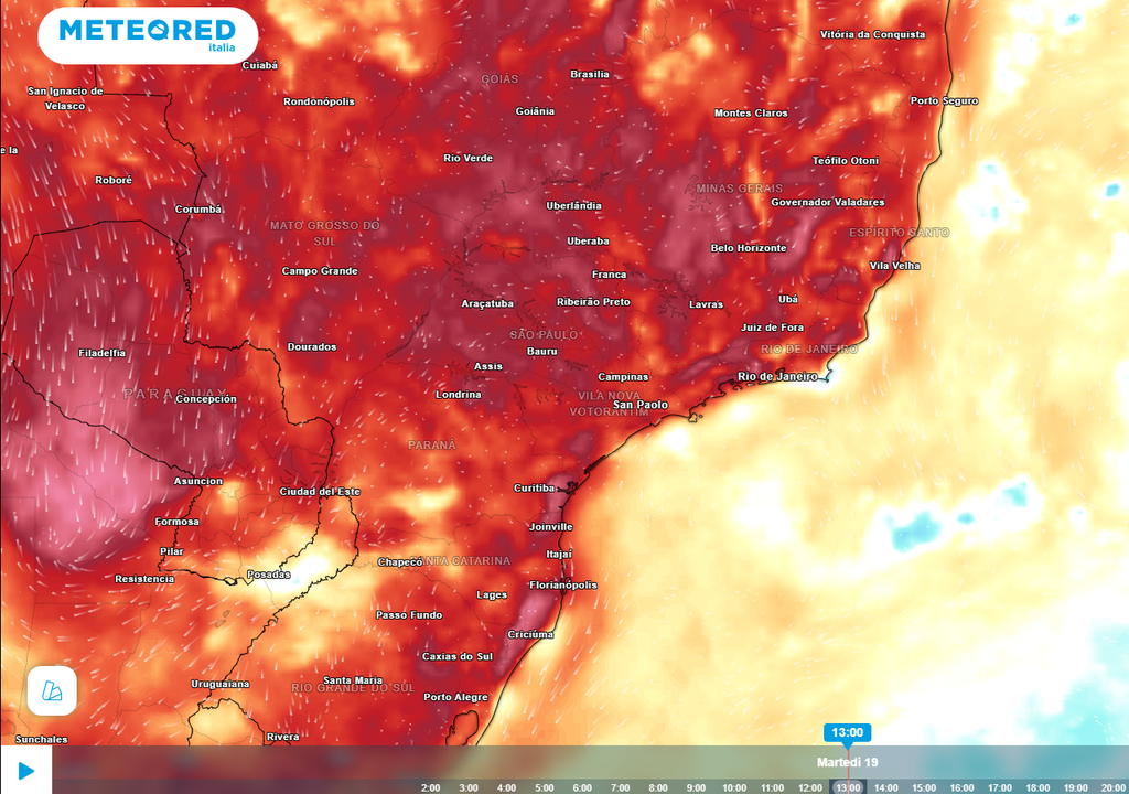 Les anomalies remarquables de température enregistrées au Brésil ces derniers jours, lors de la grande canicule.
