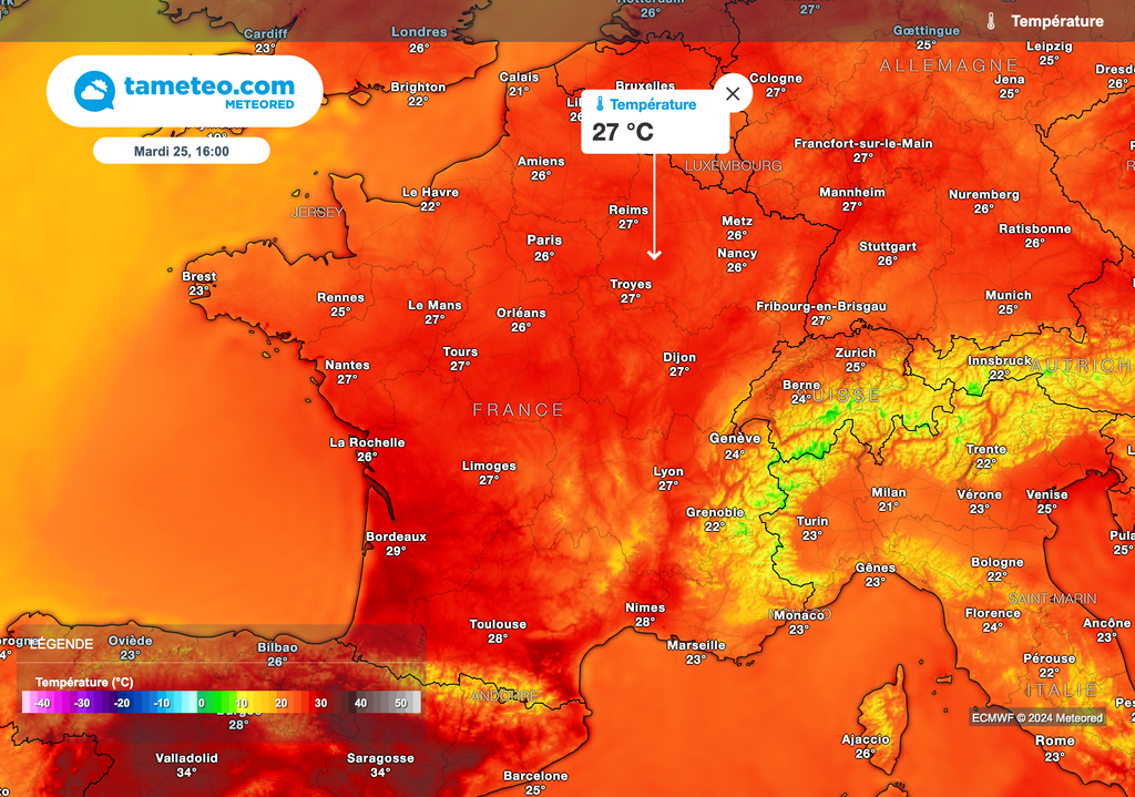 Chaleur estivale sans excès prévue mardi sur le nord de la France. Chaleur estivale sans excès prévue mardi sur le nord de la France.