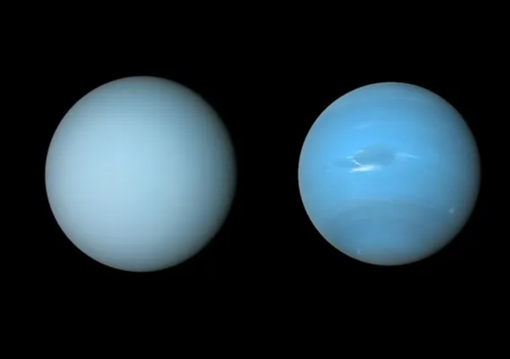 foto de los planetas Urano y Neptuno, lado a lado