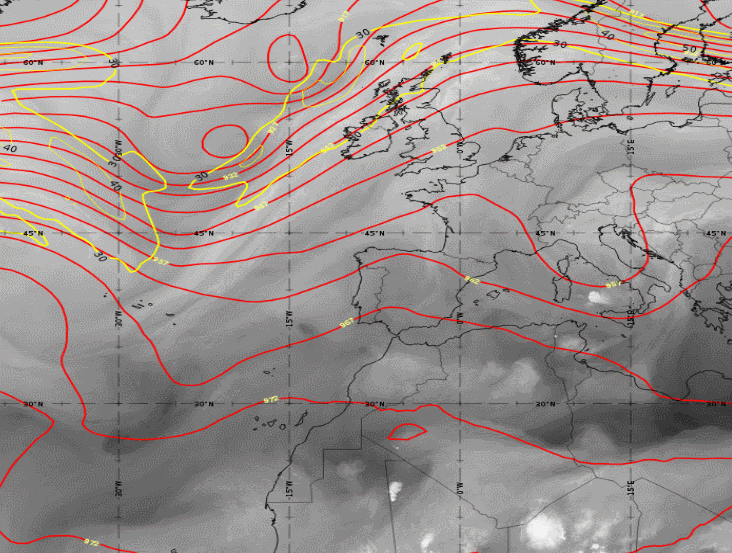 Fase inicial del desarrollo de la dana del 24-25 de agosto de 2019