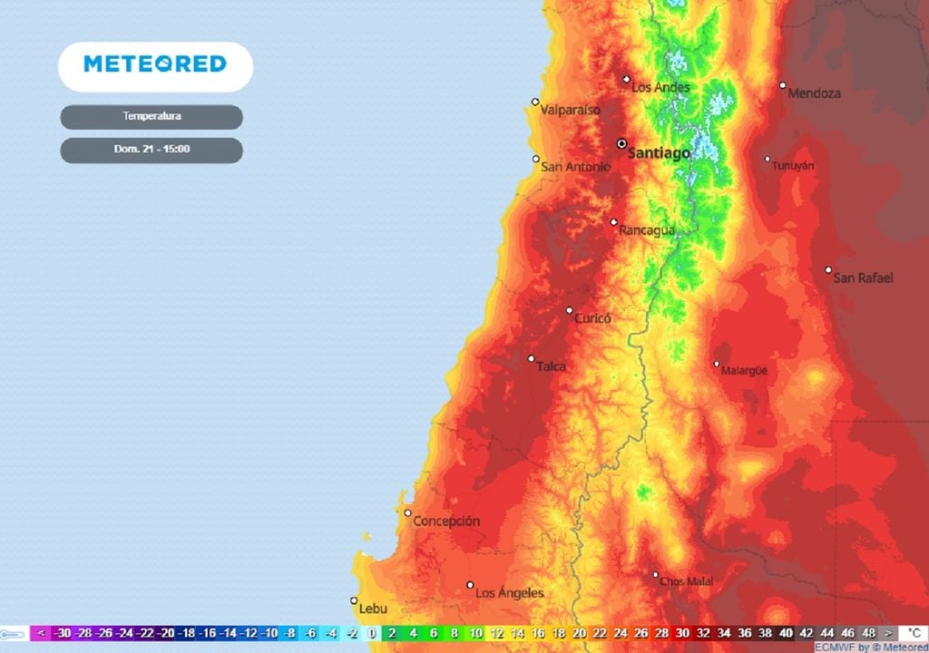 temperaturas previstas; modelo ECMWF