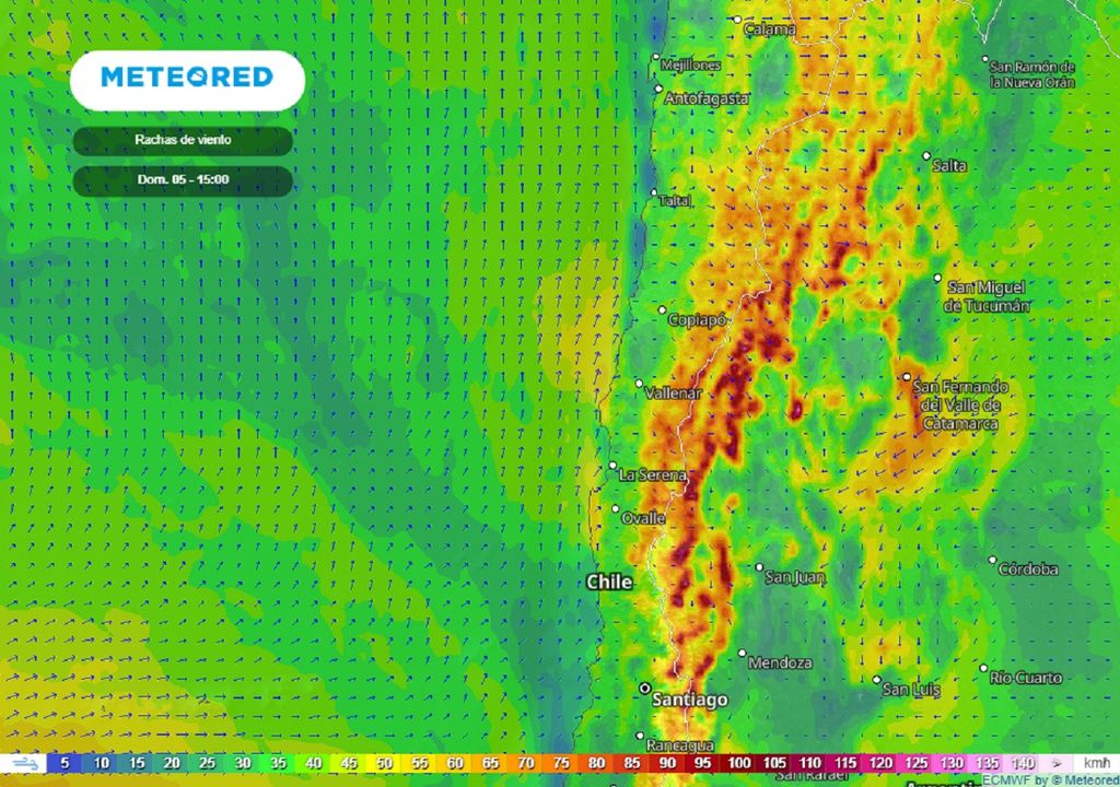 rachas de viento; modelo ECMWF