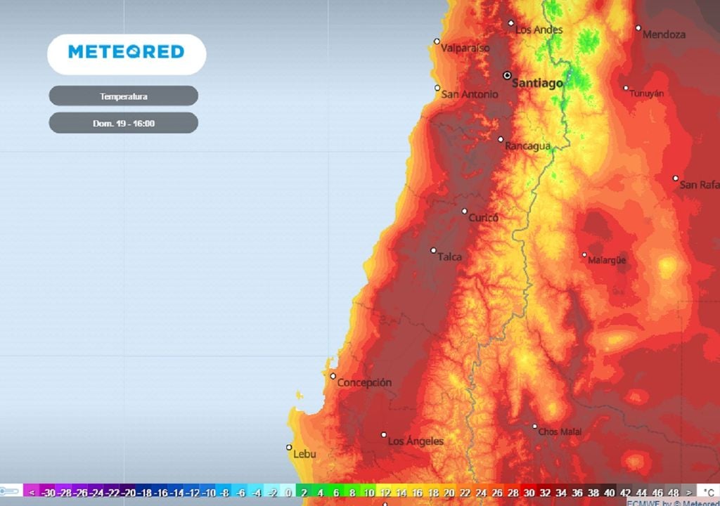 Temperatura prevista; Modelo EMCWF