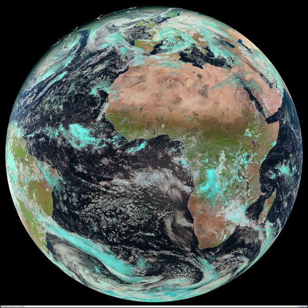 Feliz Cumpleaños Meteosat En 2013 Imagen de un producto de la combinación de canales del actual Meteosat-10
