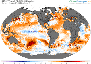 Los científicos realizan la primera predicción del fenómeno de La Niña a fecha de 9 de enero de 2025