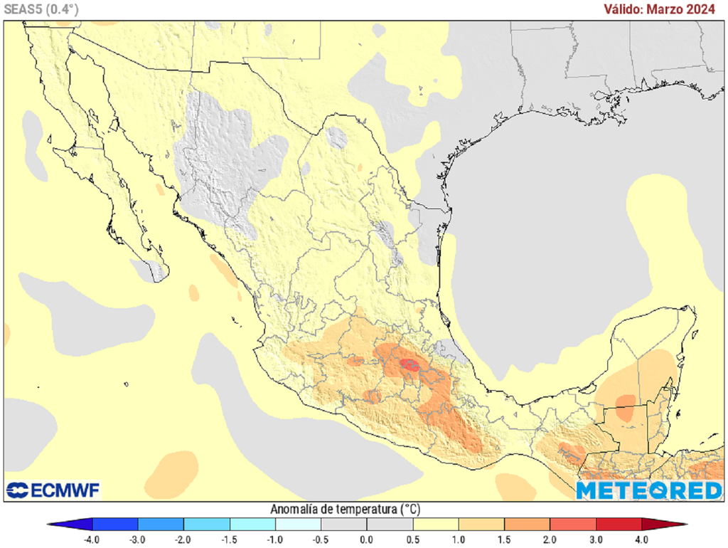 Modelo ECMWF anomalía de temperaturas en grados Celsius Modelo ECMWF anomalía de temperaturas en grados Celsius