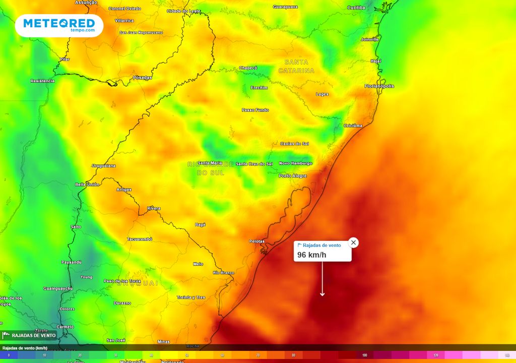 Previsão de rajadas de vento durante a tarde desta quinta-feira (07).