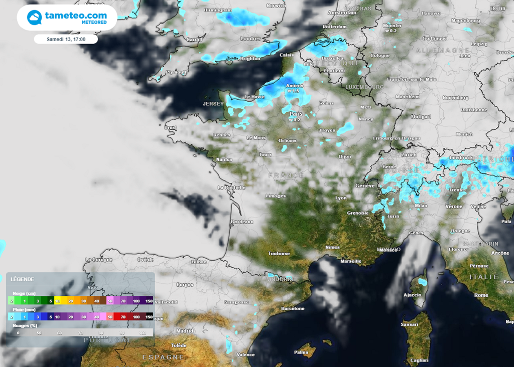 La France sera coupée en deux samedi avec des nuages et des averses au nord tandis que le soleil se maintiendra dans les régions méridionales. La France sera coupée en deux samedi avec des nuages et des averses au nord tandis que le soleil se maintiendra dans les régions méridionales.