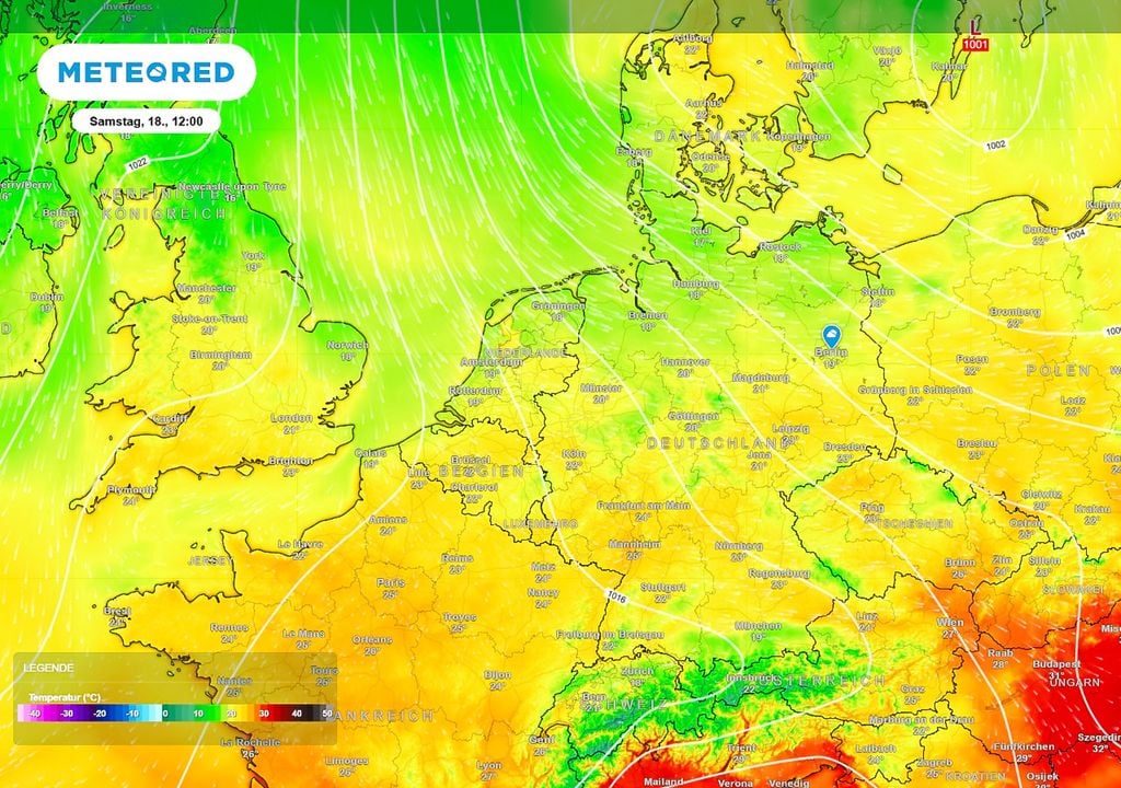 wetter, temperaturen, sommer Am Wochenende kühlt es ab. Im Norden auf um die 18°C und im Süden auf 22°C.